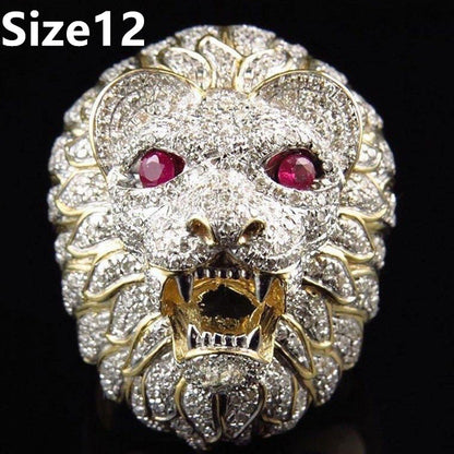 Milangirl New Creative Lion Head Punk Luxury Rings For Men Party Club Fashion Gothic Championship Rings Jewelry