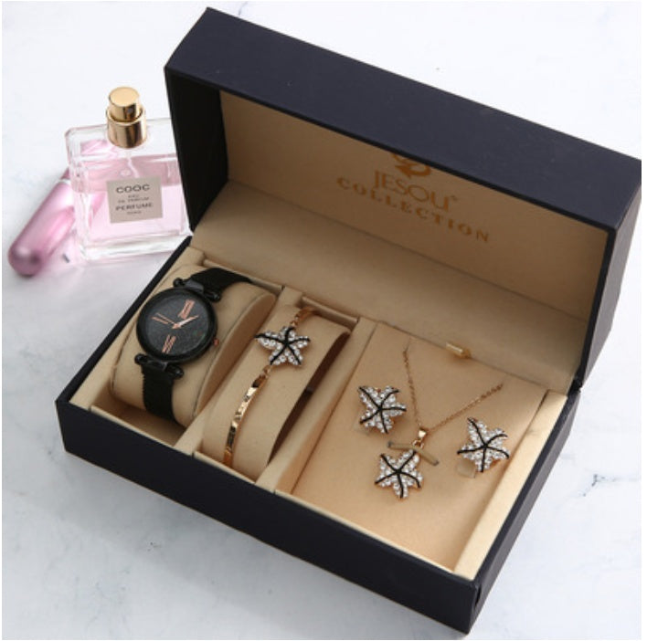 Coffret cadeau pour femme montre bracelet boucle d'oreille collier