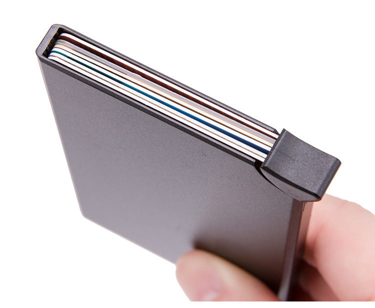 Metal Aluminum Anti-theft Brush Anti-magnetic RFID Wallet Automatic Card Box