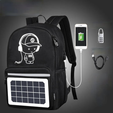 Fashion Backpack Solar Powered Charging Backpack Waterproof Oxford Large School Backpack for Teenagers Schoolbag Trend