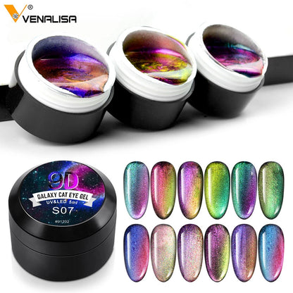 Venalisa 9D Gel Vernis Oeil de Chat Magique Caméléon Gel Vernis À Ongles Manucure Galaxy Étoilé Magnétique Multicolore 5 ml Vernis À Ongles Gel