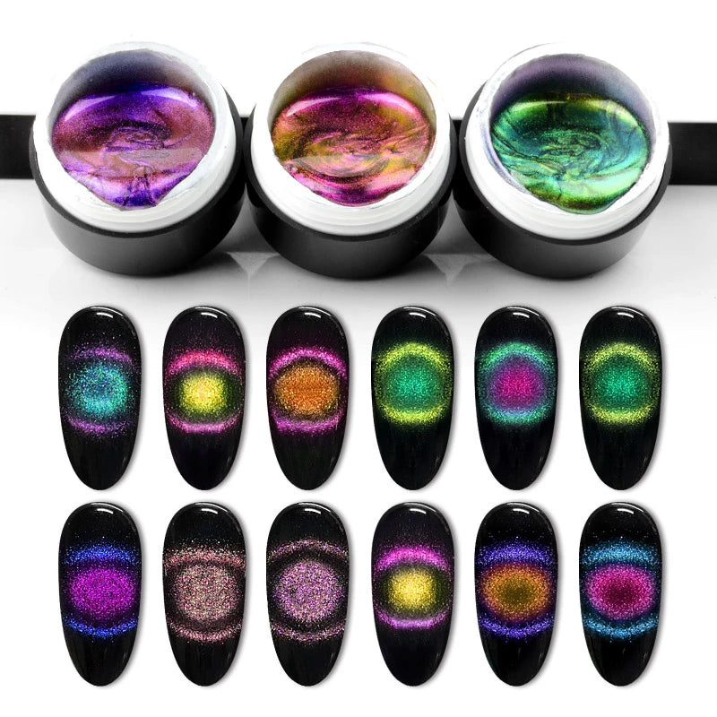 Venalisa 9D Gellack Cat Eye Magic Chameleon Gellack Nagelmanikyr Galaxy Starry Magnetic Multicolor 5ml Nagellack