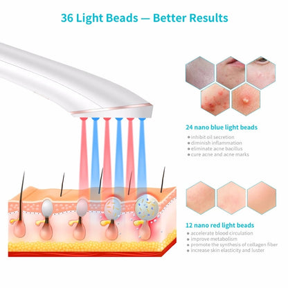 Acne Light Therapy Device - Wireless Rechargeable Blue & Red Light Treatment