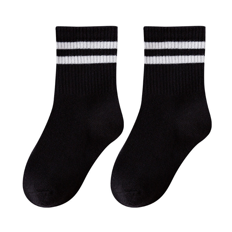 Chaussettes pour enfants, pur coton, printemps blanc pur, automne et hiver, chaussettes tube, garçons et filles, élèves du primaire et du collège, chaussettes de sport en coton pour bébé