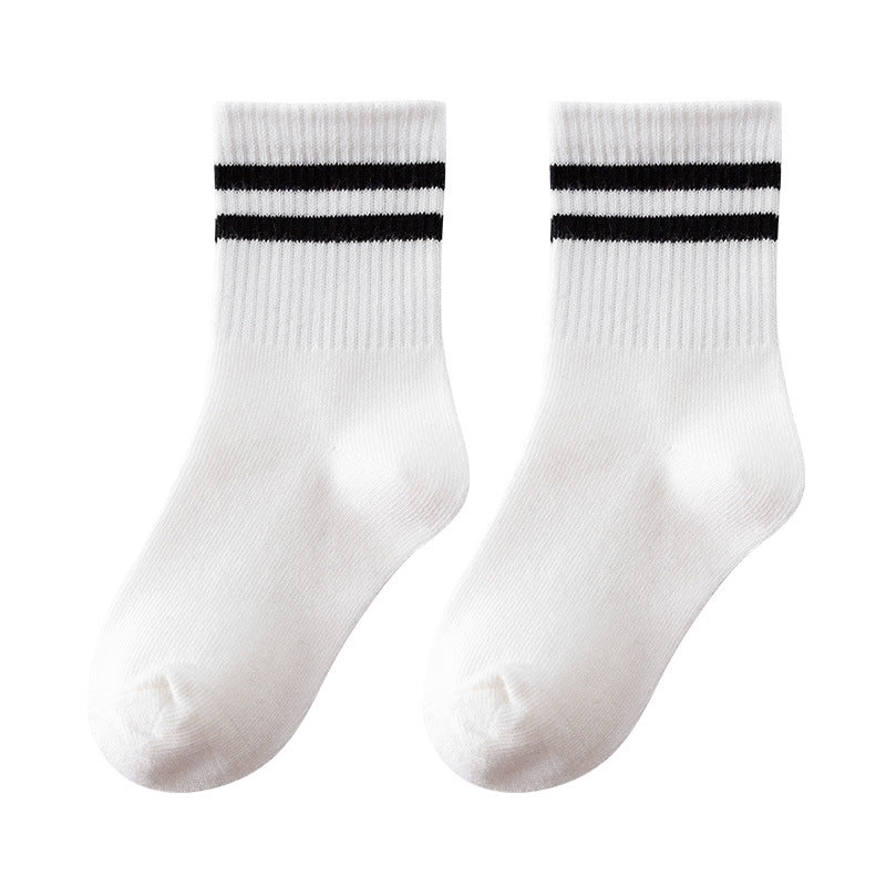 Chaussettes pour enfants, pur coton, printemps blanc pur, automne et hiver, chaussettes tube, garçons et filles, élèves du primaire et du collège, chaussettes de sport en coton pour bébé