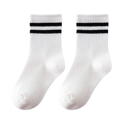 Chaussettes pour enfants, pur coton, printemps blanc pur, automne et hiver, chaussettes tube, garçons et filles, élèves du primaire et du collège, chaussettes de sport en coton pour bébé