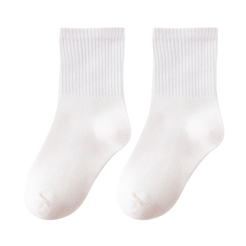 Chaussettes pour enfants, pur coton, printemps blanc pur, automne et hiver, chaussettes tube, garçons et filles, élèves du primaire et du collège, chaussettes de sport en coton pour bébé