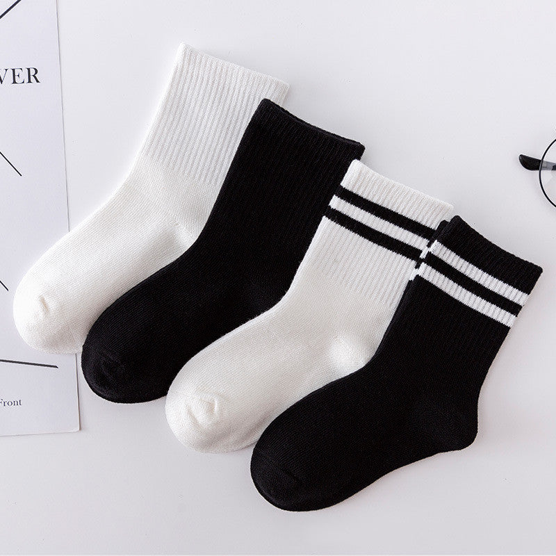 Children's Socks, Pure Cotton, Pure White Spring, Autumn And Winter, Tube Socks, Boys And Girls, Elementary And Middle School Students, Sports Baby Cotton Socks