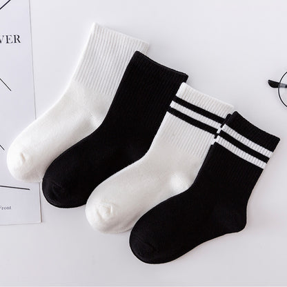 Chaussettes pour enfants, pur coton, printemps blanc pur, automne et hiver, chaussettes tube, garçons et filles, élèves du primaire et du collège, chaussettes de sport en coton pour bébé