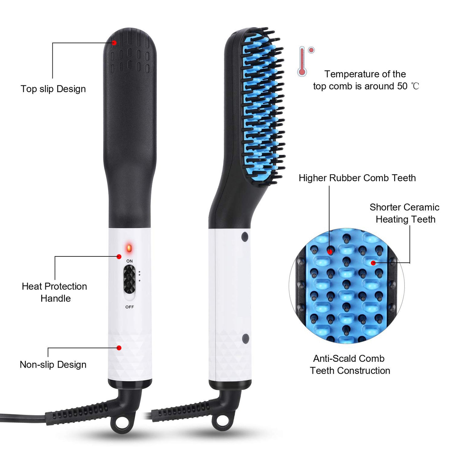 Multifunctional Hair Straightener Hair Comb Brush Men Beard Brush