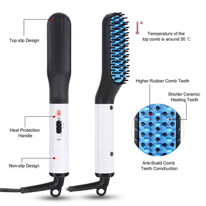 Multifunctional Hair Straightener Hair Comb Brush Men Beard Brush