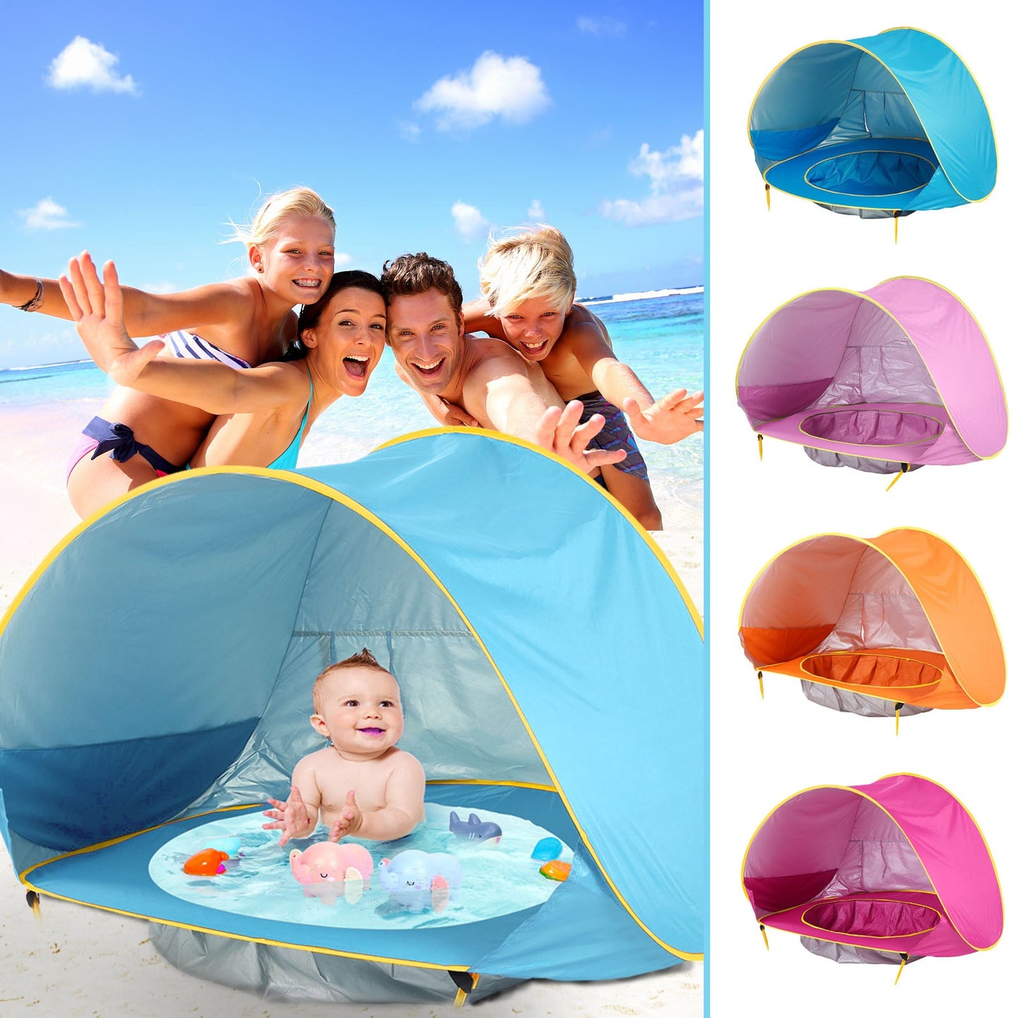 Tente de plage pour bébé, Camping en plein air pour enfants, facile à plier, imperméable, auvent solaire, protection UV