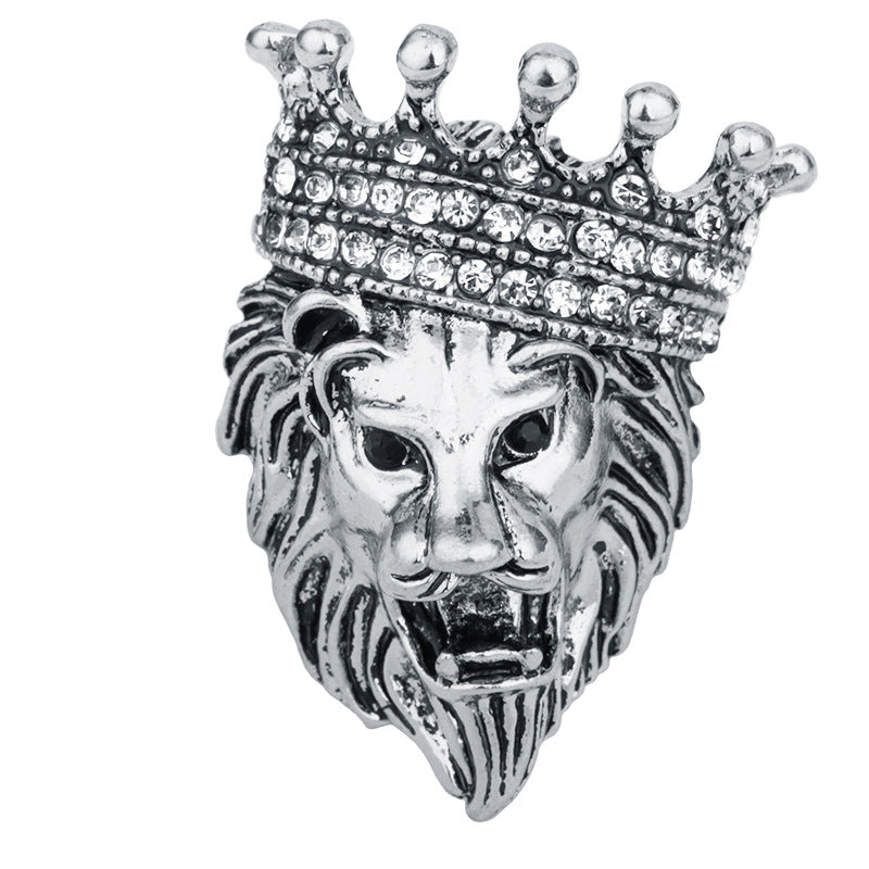 Broche Lion mâle broche couronne roi des prairies pour hommes