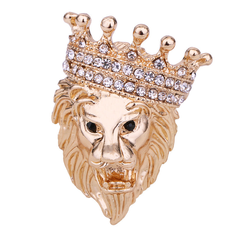 Male Lion Brooch Men'S Grassland King Crown Brooch