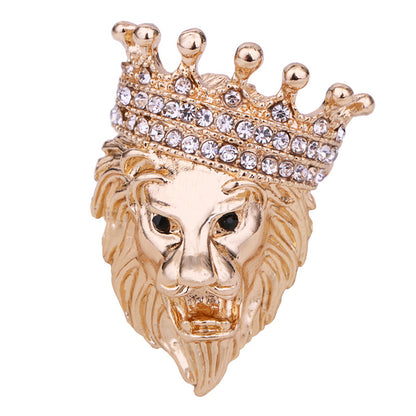 Male Lion Brooch Men'S Grassland King Crown Brooch