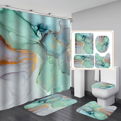 3D Art Geometric Shower Curtains in the Bathroom Waterproof Bath Curtain with Hook Sets Flannel Bath Mat Rugs Carpet Home Decor