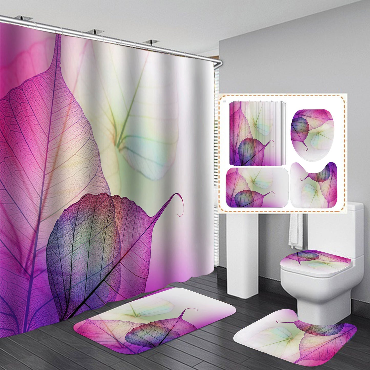 Rideaux de douche géométriques d'art 3D, pour salle de bain, imperméable, avec crochets, tapis de bain en flanelle, décoration de maison