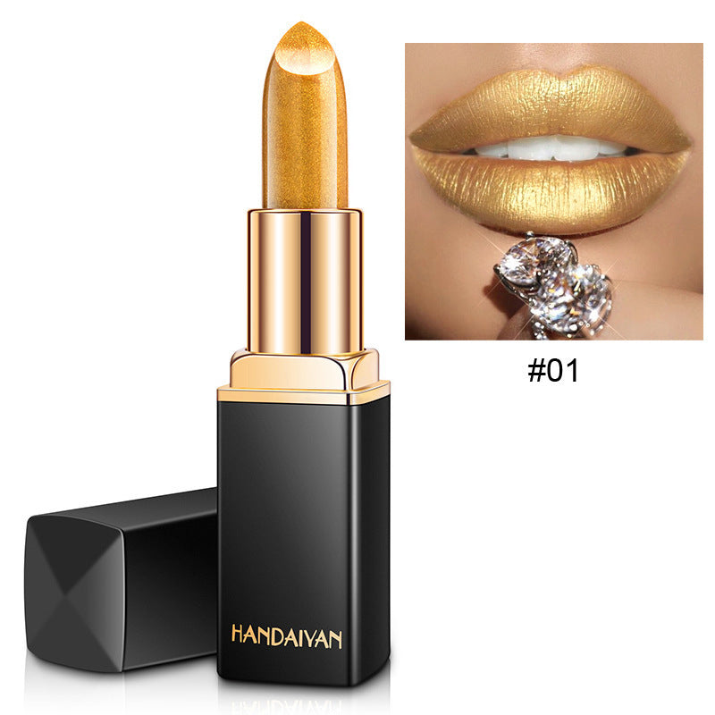 Shiny Metallic Lipstick Pearlescent Color Temperatur Change Lipstick Gilt Lipstick