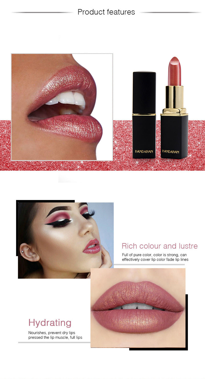 Shiny Metallic Lipstick Pearlescent Color Temperatur Change Lipstick Gilt Lipstick