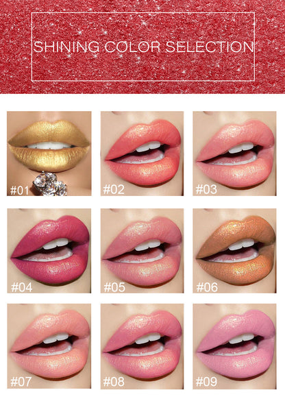 Shiny Metallic Lipstick Pearlescent Color Temperatur Change Lipstick Gilt Lipstick