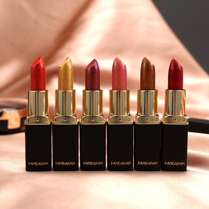 Shiny Metallic Lipstick Pearlescent Color Temperatur Change Lipstick Gilt Lipstick