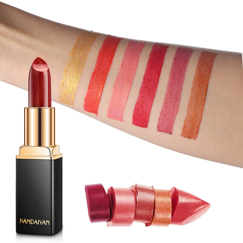 Shiny Metallic Lipstick Pearlescent Color Temperatur Change Lipstick Gilt Lipstick