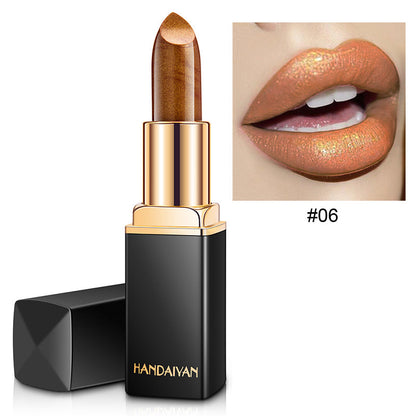 Shiny Metallic Lipstick Pearlescent Color Temperatur Change Lipstick Gilt Lipstick