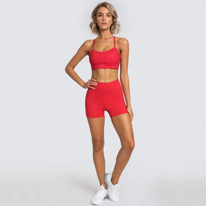 Ensemble court de sport pour femmes, vêtements d'été, couleur unie, Fitness, nouvelle collection