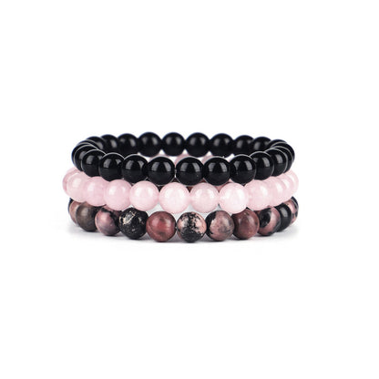 Tredelat armband armband stenpärlor elastiskt armband kvinnor