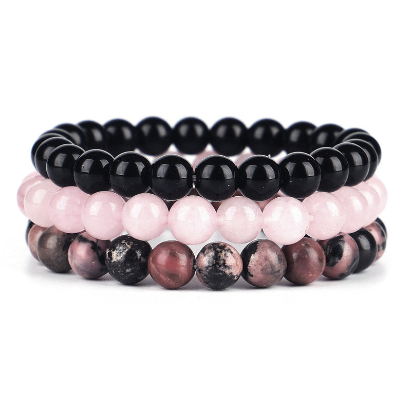 Tredelat armband armband stenpärlor elastiskt armband kvinnor