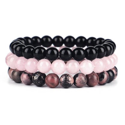 Tredelat armband armband stenpärlor elastiskt armband kvinnor