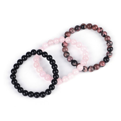 Tredelat armband armband stenpärlor elastiskt armband kvinnor