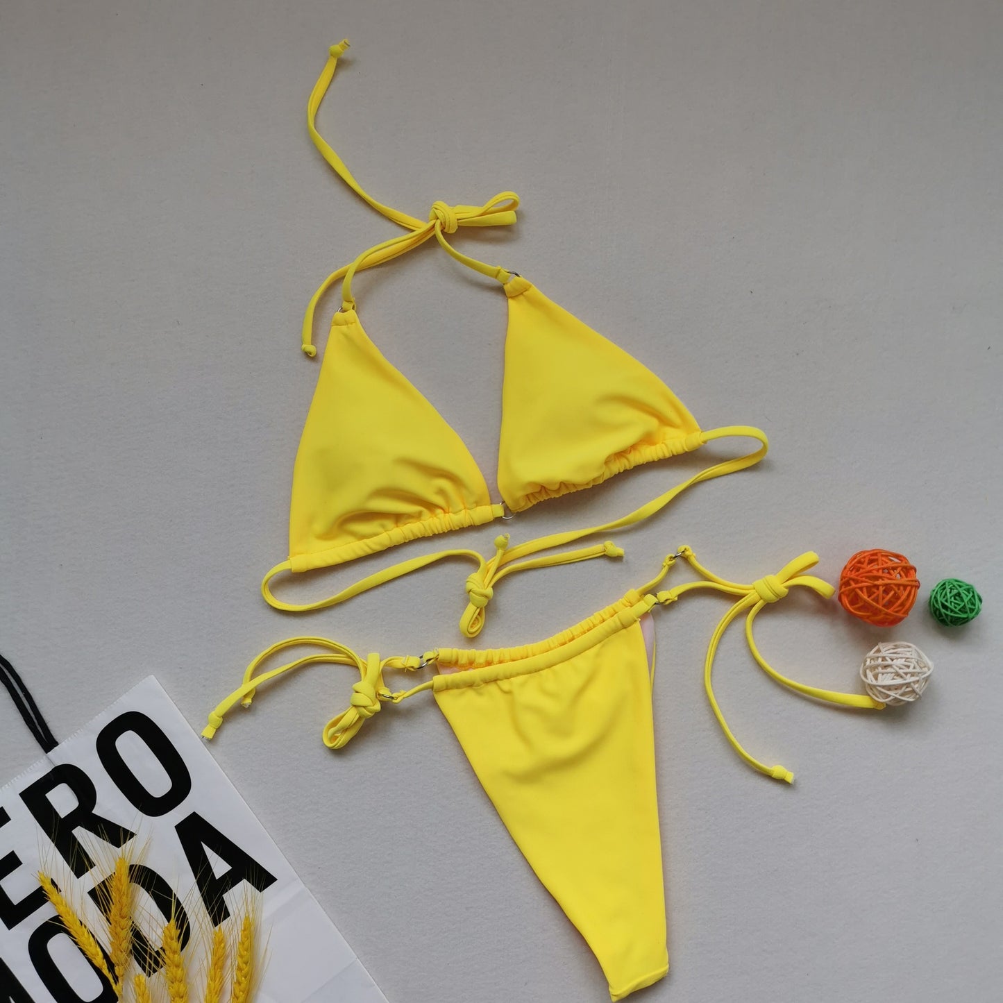 Flerfärgad bikini sexig split baddräkt med halterneck
