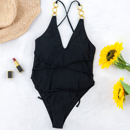 Female Solid Color One-Piece Swimsuit Sexy Bikini Bikini Yw19