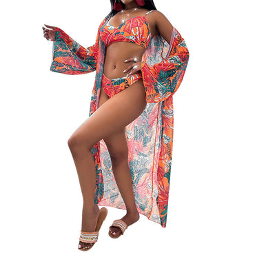 Women's Three-Piece Printed Bikini Split Swimsuit Women