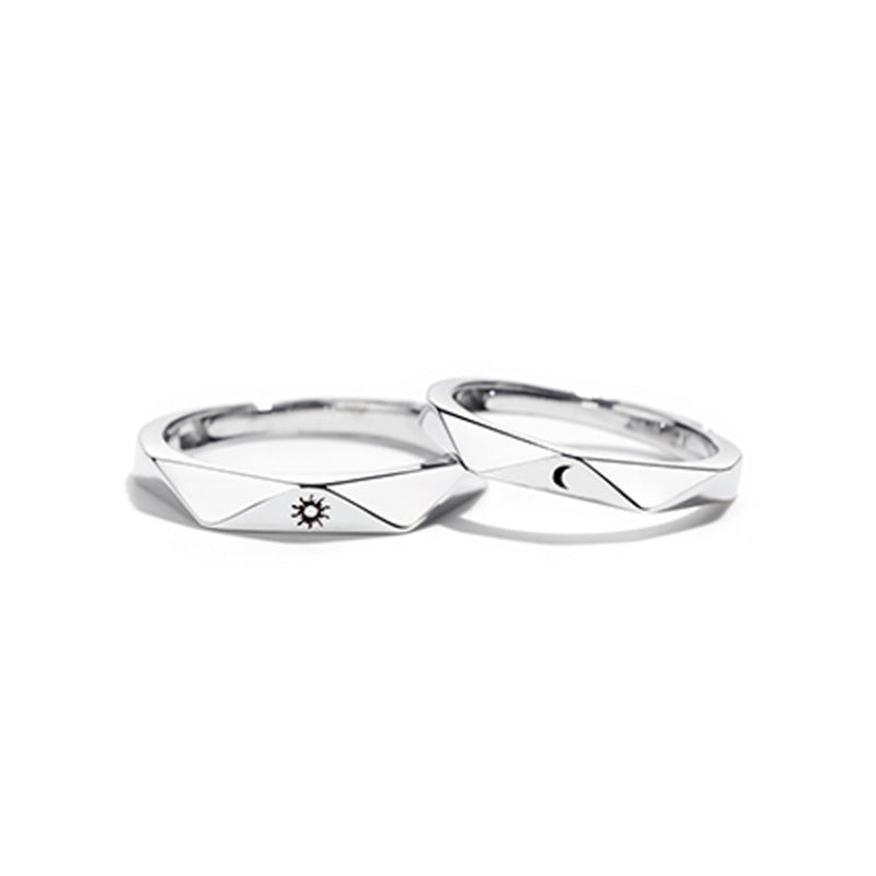 Sun and Moon Couple Rings Valentine's Day Gifts Simple Opening Men and Women Adjustable Diamond Rings