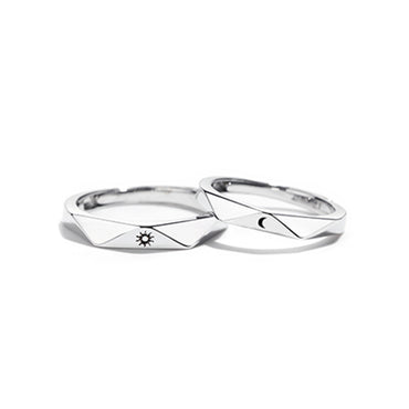 Sun and Moon Couple Rings Valentine's Day Gifts Simple Opening Men and Women Adjustable Diamond Rings