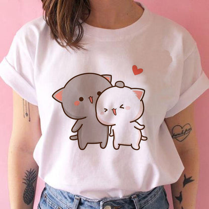 Fashion Women Harajuku Kawaii Women Ullzang Casual Punk Tshirt Funny Cartoon Cute Anime Top Tee Female