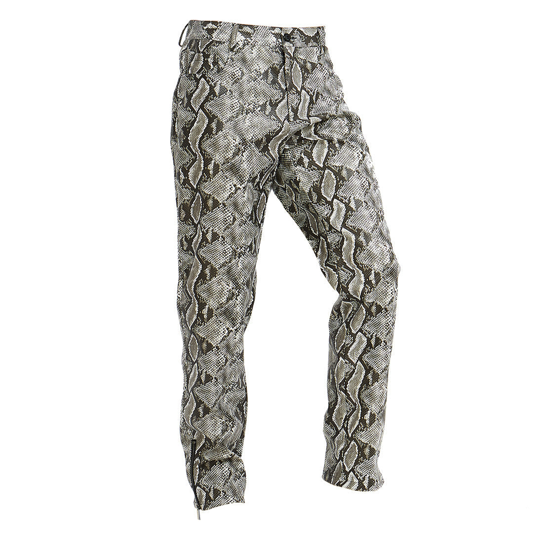 Casual Pants Snakeskin Pattern Men Pu Leather Pants