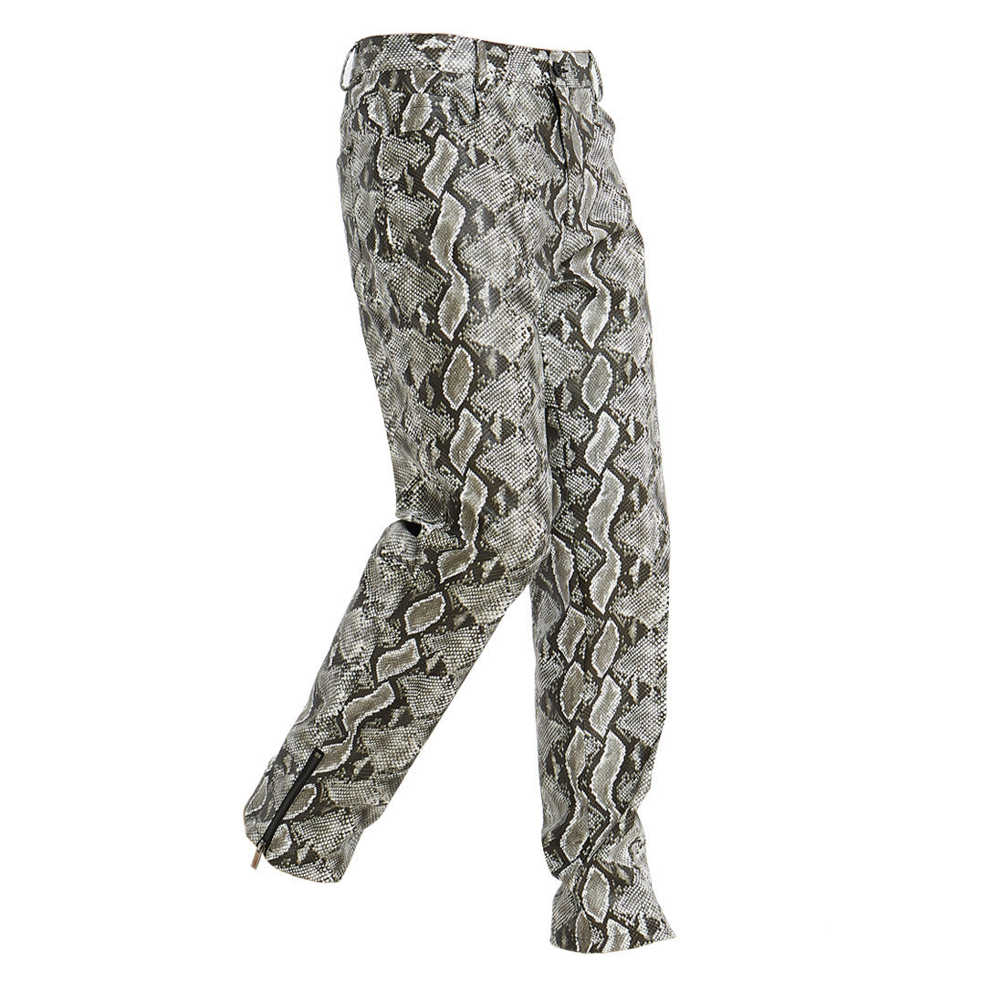 Casual Pants Snakeskin Pattern Men Pu Leather Pants