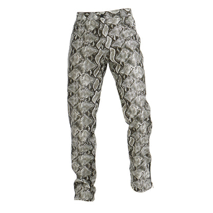 Casual Pants Snakeskin Pattern Men Pu Leather Pants