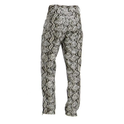 Casual Pants Snakeskin Pattern Men Pu Leather Pants