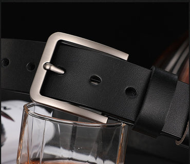 Men's Cowhide Suit Trouser Belt Business Pin Buckle - Executive Sophistication