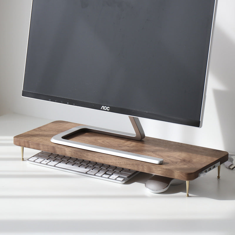 Walnut Multifunctional Office Desk Storage Rack