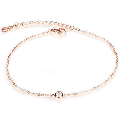 JeeMango cubique zircone cheville pied bijoux or Rose Bracelet de cheville chaîne de jambe en acier inoxydable bracelets de cheville femmes bijoux JA19034