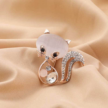 Broche de chat, broche de renard animal mignon, broche d’opale de cristal