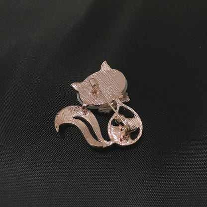 Broche de chat, broche de renard animal mignon, broche d’opale de cristal