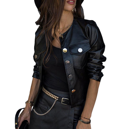 Ladies Pu Leather Jacket Faux Leather Coat