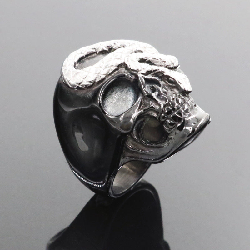 Mode Svarta Ormskalle Ringar För Män Punk Rock För Fest Legering Manliga Smycken Dominerande Kreativitet Accessoarer Hela Rea