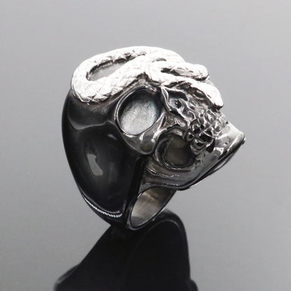 Mode Svarta Ormskalle Ringar För Män Punk Rock För Fest Legering Manliga Smycken Dominerande Kreativitet Accessoarer Hela Rea